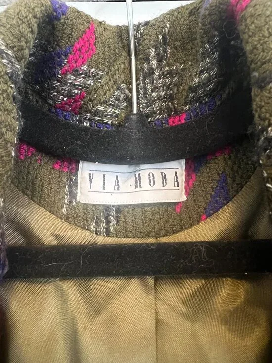 Vintage oversized blazer | olive houndstooth | statement jacket (M) - Picture 5 of 6